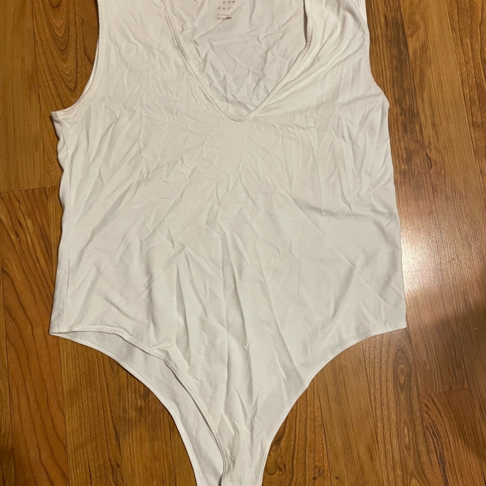 Women's White Bodysuit and Burgundy Spaghetti Strapped Bodysuit